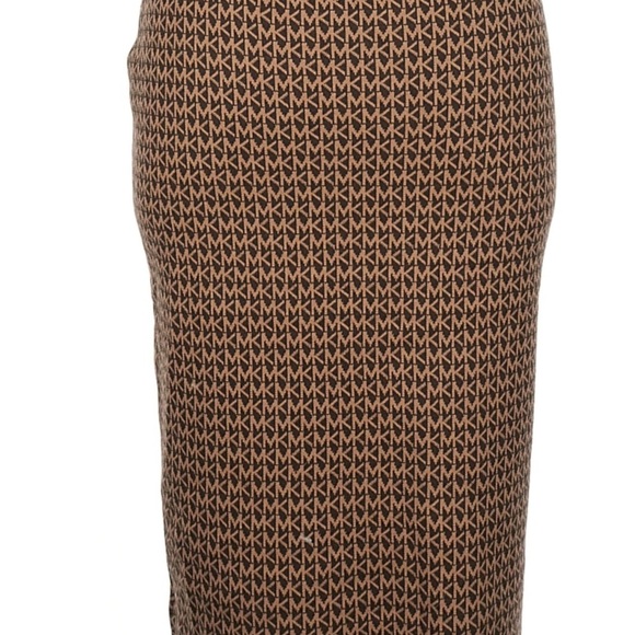 MICHAEL Michael Kors Brown Logo Jacquard Midi Pencil Skirt XS Straight - Picture 1 of 2